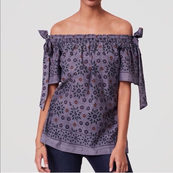LOFT Tops - LOFT off the shoulder Painterly Floral top